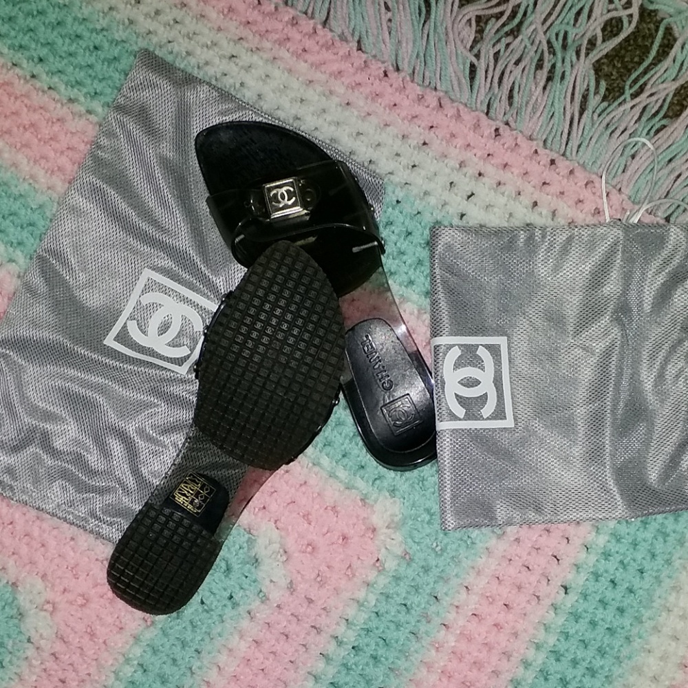 Authentic Chanel pool slides